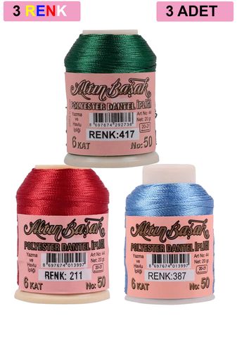 RT-RYL-HMR17391 3 Adet Altınbaşak Oya Ve Dantel İpi 20 Gr - Royaleks - No: 211 - 387 - 417