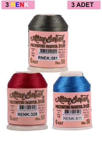 RT-RYL-HMR17394 3 Adet Altınbaşak Oya Ve Dantel İpi 20 Gr - Royaleks - No: 328 - 811 - 581