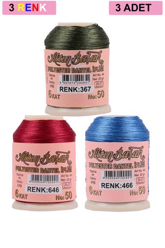 RT-RYL-HMR17395 3 Adet Altınbaşak Oya Ve Dantel İpi 20 Gr - Royaleks - No: 646 - 466 - 367