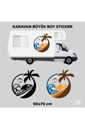 Run Grafik Shop KP03 Karavan Palmiye Güneşli Sticker