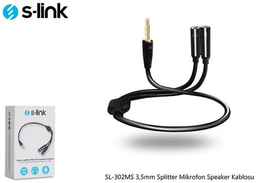 S-link SL-302MS 3.5mm Erkek Stereo - 2 Dişi Stereo Kablo