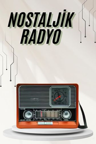 Saatli Fenerli Bluetooth Nostaljik Radyo AUX SD USB Girişli Bluetooth Hoparlör