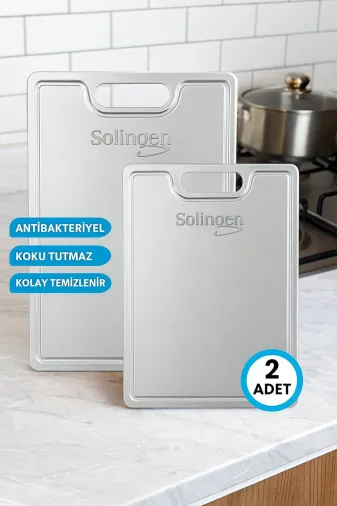 Sabelli Solingen Kesme Tahtası Paslanmaz Çelik Kesme Tahtası 2 Adet Solingen Ekmek Sebze Et Kesme Tahtası