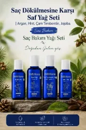 Saç Dökülmesine Karşı Saf Yağ Seti | Argan, Hint, Çam Terebentin, Jojoba