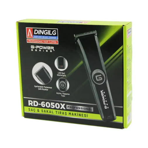 SAÇ SAKAL KESME - TRAŞ MAKİNESİ FİŞ ŞARJLI=LED GÖSTERGE AYARLI BIÇAK=0.1-05MM RD-6050X G-POWERG-PLUS (4745)