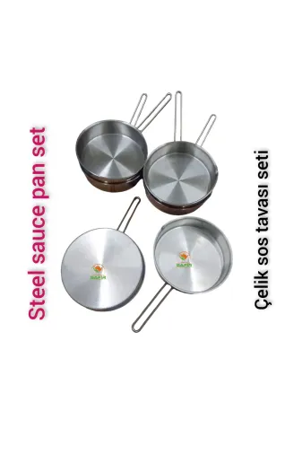 SAFİR ÇAY KAZANLARI 05112024safirim Safirim Çelik Sos Tavası Seti 20 Cm Ebatlı Büyük Boy 430 Kalite Çelik Sos Tavası 6 Adet Çelik Sosluk