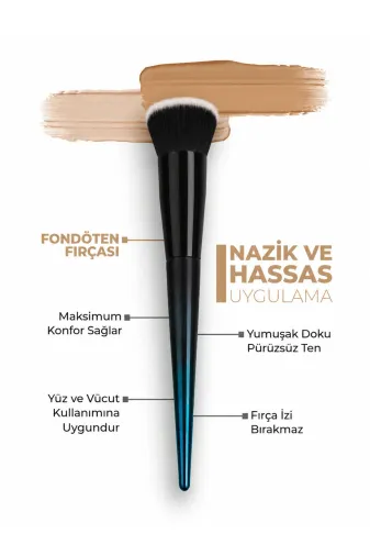 Şahin HDL-FDF01 Profesyonel Açılı Fondöten Fırçası – Yumuşak Sentetik Makyaj Fırçası