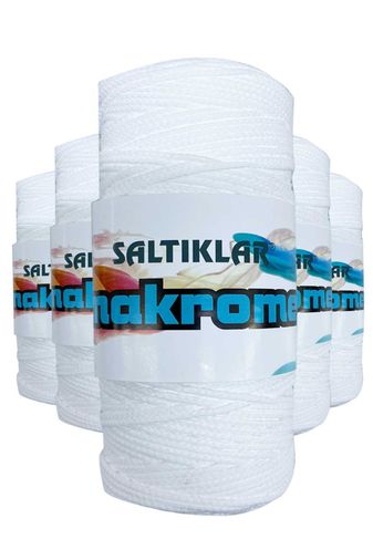 SALTIKLAR RT-RYL-5ARSLTMKRM10 5 Adet Polyester Makrome İpi 10 Kar Beyaz 100 Gr