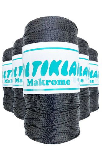 SALTIKLAR RT-RYL-5ARSLTMKRM68 5 Adet Polyester Makrome İpi 68 Füme Gri 100 Gr