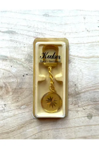 SANAT TACİRİ 4QEHAEFDV Vintage Deri Anahtarlik Altin Sarisi Metal Anahtarlik