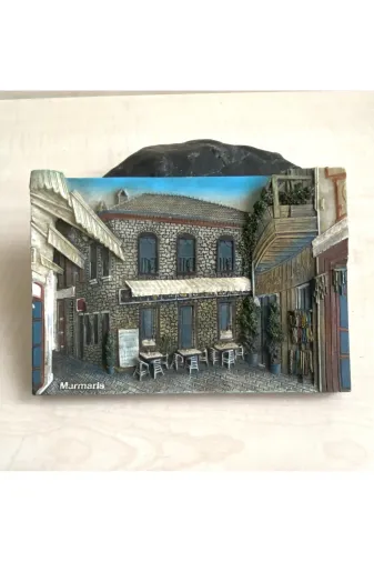 SANAT TACİRİ 805403R 3 Boyutlu Marmaris Duvar Süsü Porselen Duvar Süsü