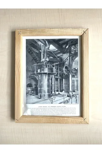 SANAT TACİRİ EK56FS4311 Camsiz Çift Tarafli Ahşap Çerçeveli Dijital Baski Resim Tablo London Kanalizasyon Canad Pasific