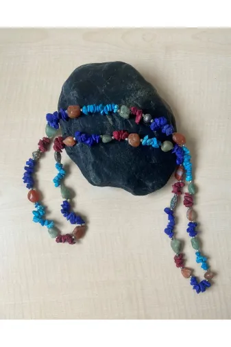 SANAT TACİRİ EK656GVWER14 Vintage Avrupa El Yapımı Doğal Taş Kolye No 04