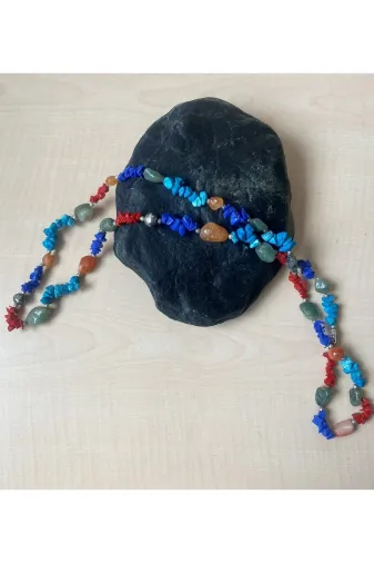 SANAT TACİRİ EK656GVWER16 Vintage Avrupa El Yapımı Doğal Taş Kolye No 06