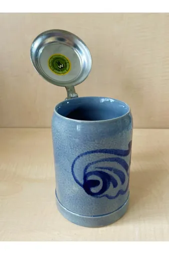 SANAT TACİRİ EK6745TRF6472 Vintage Zin Kapaklı Bira Bardağı Alman Porselen Tankart No7