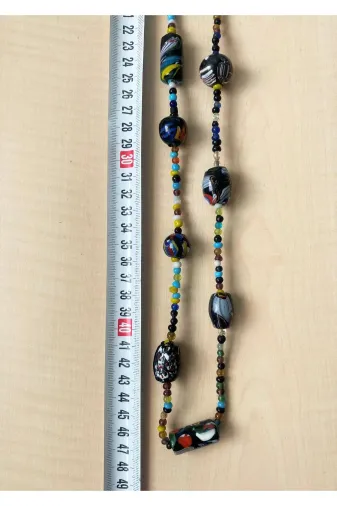 SANAT TACİRİ EK6VW92ER16 Vintage Avrupa El Yapımı Doğal Taş Cam Kolye No 09