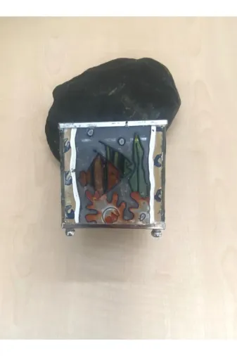 SANAT TACİRİ EKXDG234 Cam Kutu Cam Üzeri Boyama Kalemlik Mumluk