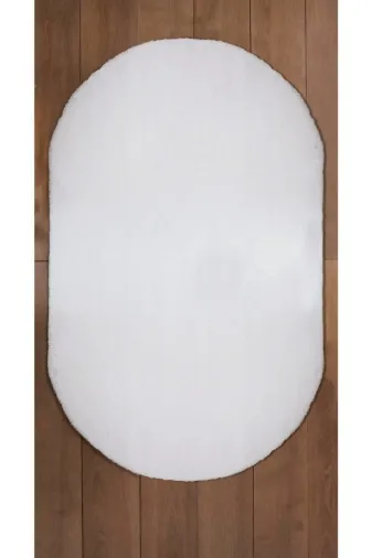 SARAR HALI tavsanbeyazpostoval Tavsan Kaymaz Taban Beyaz Post Peluş Oval Halı