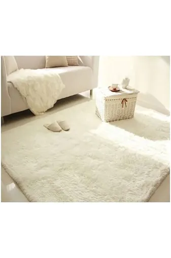 Sarar postbeyaz001 Peluş Halı Post Beyaz Kaymaz Taban Yıkanabilir Kesme Yolluk En : 80 Cm