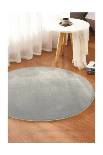 Sarar Sararpostgri Yuvarlak Gri Renk Peluş Pofuduk Yıkanabilir Kaydırmaz Jel Taban