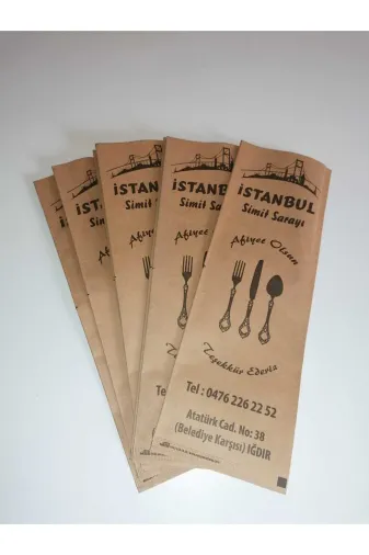 Sarem Ambalaj TYBW41YA4BI711RT48 Çatal Kaşık Bıçak Kılıfı 8X24 Cm (2 Renk Özel Baskili) 2500 Adet
