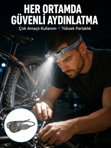 Şarj Edilebilir Kafa Feneri Kamp Tar ve Outdoor Kullanımına Uygun
