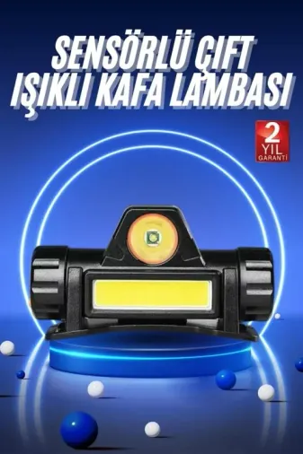 Şarjlı Su Geçirmez Kafa Lambası 1200 Lümen Led