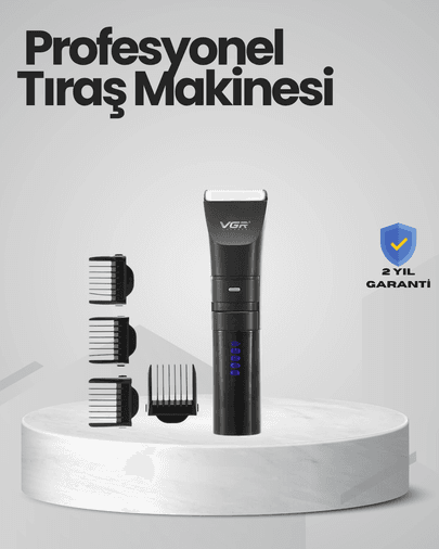 Şarjlı Tıraş Makinesi –Dijital Ekranlı, Hızlı Şarjlı, Profesyonel Kesim Seti