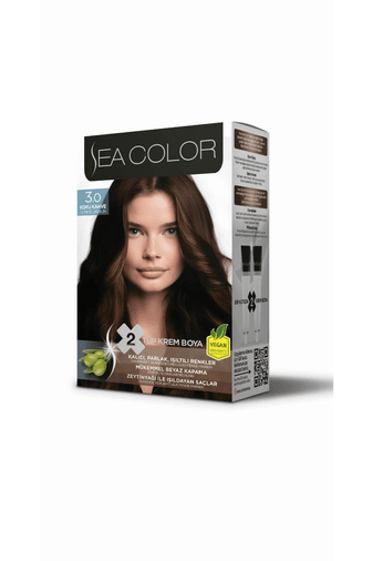Sea Color No:3.0 Sea Color 2 Tüp Krem Saç Boyası Seti Koyu Kahve No:3.0