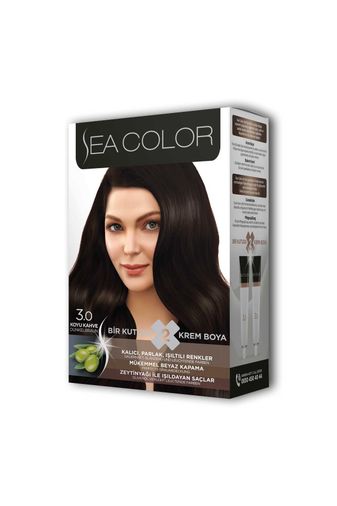 Sea Color RT-RYL-ARSEACLR30 2 Tüp Krem Saç Boyası Seti Koyu Kahve No:3.0
