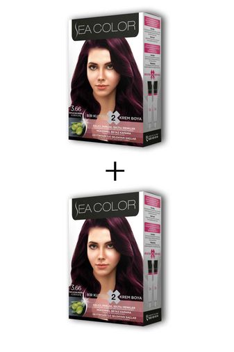 Sea Color RT-RYL-ARSEACLR366-2 2X2 Tüp Krem Saç Boyası Seti Patlıcan Moru No:3.66