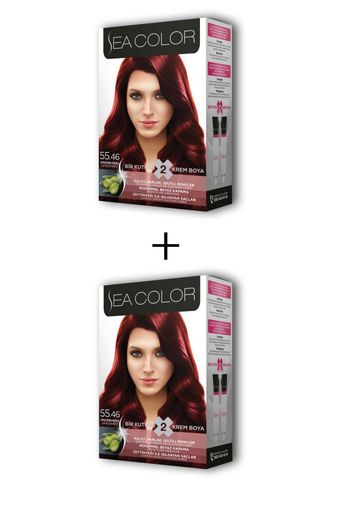 Sea Color RT-RYL-ARSEACLR5546-2 2X2 Tüp Krem Saç Boyası Seti Amazon Kızılı No:55.46