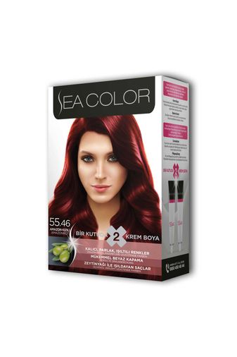 Sea Color RT-RYL-ARSEACLR5546 2 Tüp Krem Saç Boyası Seti Amazon Kızılı No:55.46