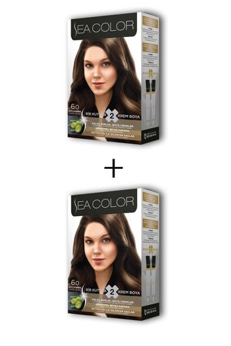 Sea Color RT-RYL-ARSEACLR60-2 2X2 Tüp Krem Saç Boyası Seti Koyu Kumral No:6.0