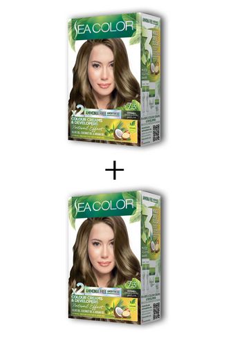 Sea Color RT-RYL-ARSEACLR73-2 2X2 Tüp Krem Saç Boyası Seti Fındık Kabuğu No:7.3