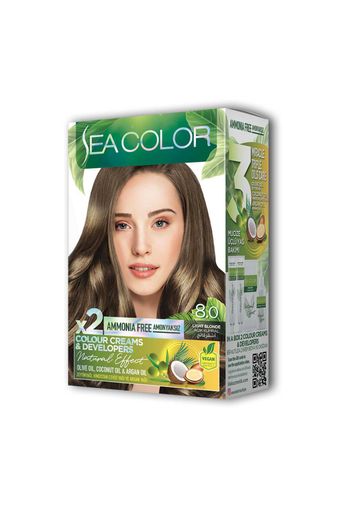 Sea Color RT-RYL-ARSEACLR80 2 Tüp Krem Saç Boyası Seti Açık Kumral No:8.0
