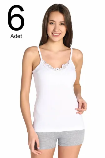 Seher ELF568S0013CCM6 6'lı Paket Fistolu Ip Askılı Kadın Atlet