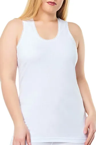 Seher Seher 0010 Kadın Beyaz 6 Adet Yıldızı Büyük Beden Battal Atlet