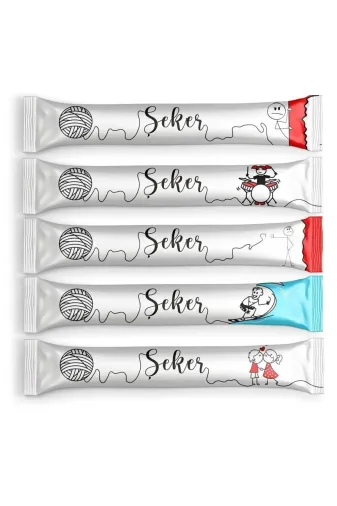 Sek TYBFOE6S4AV7TOA130 Şeker Karikatür Beyaz Stick Toz Şeker 500 Adet X 4Gr,