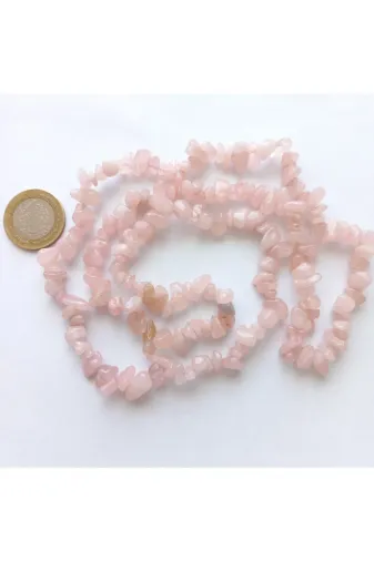 SENGDOĞALTAŞ SNG7658 Pembe Kuvars Taşı Kırık Taş Doğal Taş Dizi Boncuk ( 80 Cm)