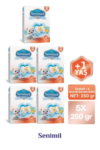 SENİMİL SNML32 Senimil-4 Çocuk Devam Sütü 250 Gr (+1 Yaş) 5’Li Avantaj Paketi