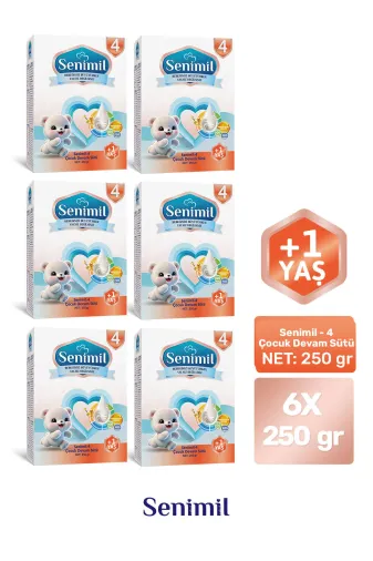 SENİMİL SNML33 Senimil-4 Çocuk Devam Sütü 250 Gr (+1 Yaş) 6’Lı Avantaj Paketi