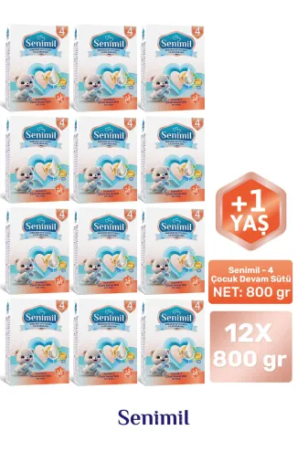 SENİMİL SNML64 Senimil-4 Çocuk Devam Sütü 800 Gr (+1 Yaş) 12’Li Avantaj Paketi
