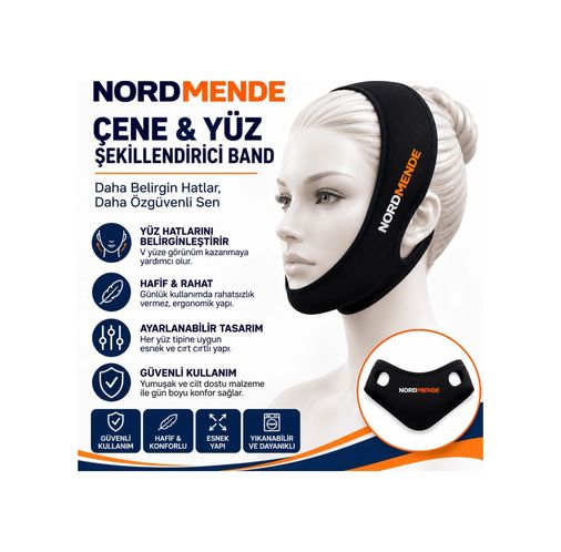 sepetopia 132645715 Nordmende Çene Ve Yüz Şekillendirici Band - Ayarlanabilir V-Line Yüz Toparlayıcı Band - Cırt Cırtlı Esnek Y