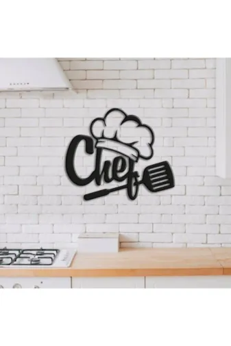 Sese Concept AMY0003002 Siyah Ahşap Chef Mutfak Yazı Dekor 40X33 Cm