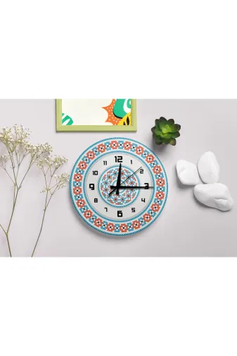 Sessiz Kanaviçe/nakış Desenli Otantik Duvar Saati 40Cm