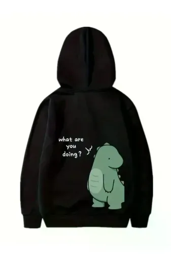 Sevgililer Günü Baskılı Oversize Kapüşonlu Sweatshirt Hoodie - Siyah - XS - Siyah