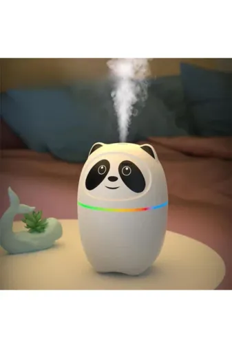 Sevimli Panda Figürlü Hava Nemlendirici – Ultrasonik Soğuk Buhar Makinesi, LED Işıklı Masaü