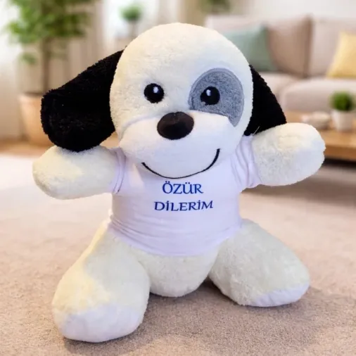Sevimli Peluş Köpek 25 Cm Tişörtlü Özür Dilerim