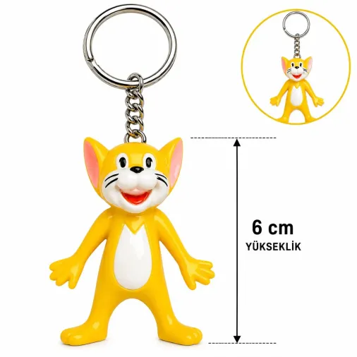 Sevimli Sarı Kedi Figürlü Anahtarlık 6 Cm (4745)